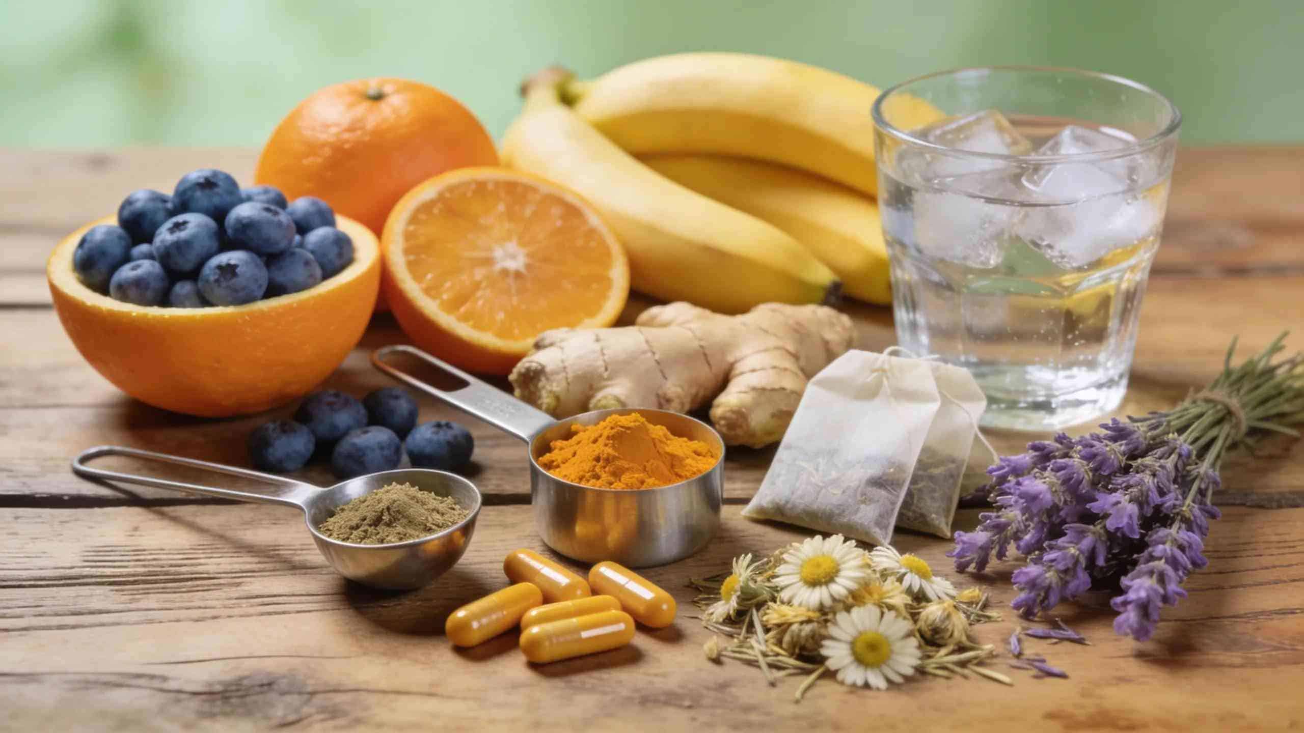 Displayed natural treatment options for neuropathy including fruits, supplements, and herbs
