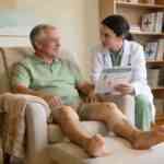 Personalized neuropathy treatment scene with patient consultation in a warm healthcare setting